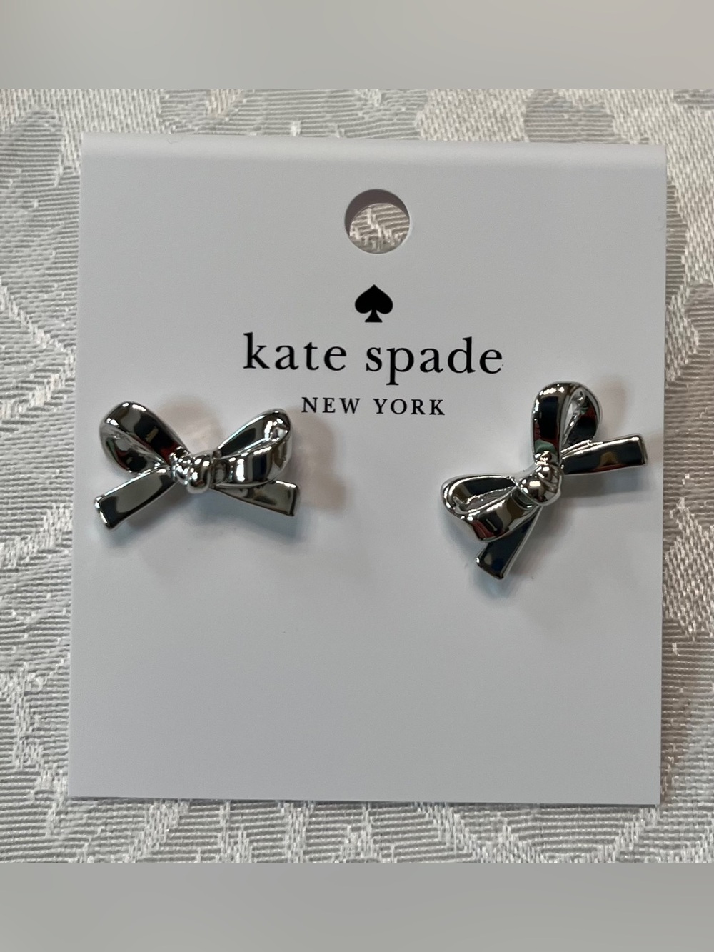 Kate Spade Silver Bow Earrings NWT